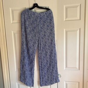 NIC+ZOE Blue and White Patterned Wide Leg Pants